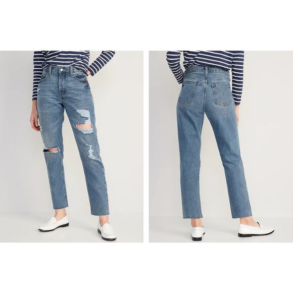 Old Navy Denim - OLD NAVY NWT High Rise Slouchy Straight Secret Slim Pockets Denim Jean // 12